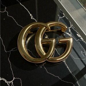 Authentic Gucci Gold GG Marmont Brooch Accessory Lapel pin w/ Box & Dust Bag